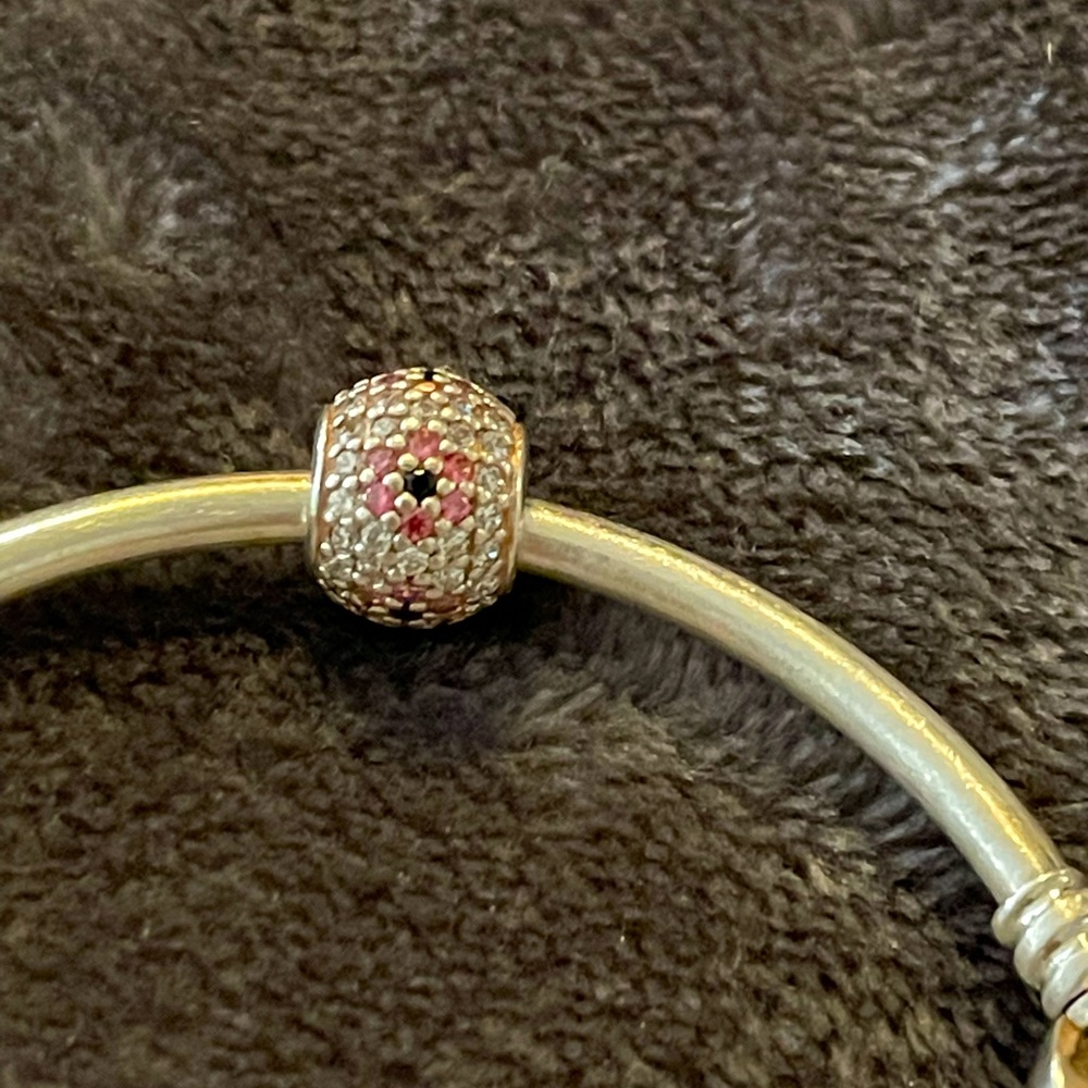 Pandora cz silver flower charm